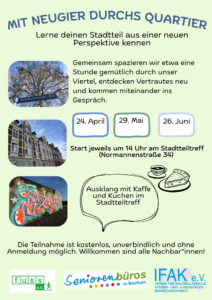 Flyer des Projekts "Mit Neugier durchs Quartier"
