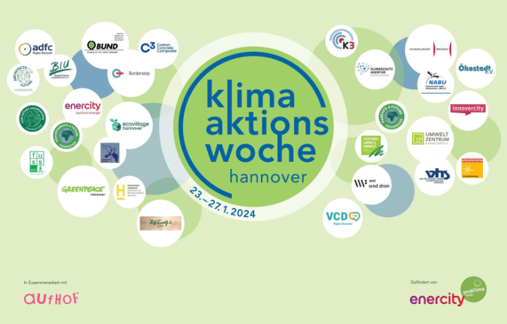 Plakat Klimawoche im Aufhof in Hannover 2024