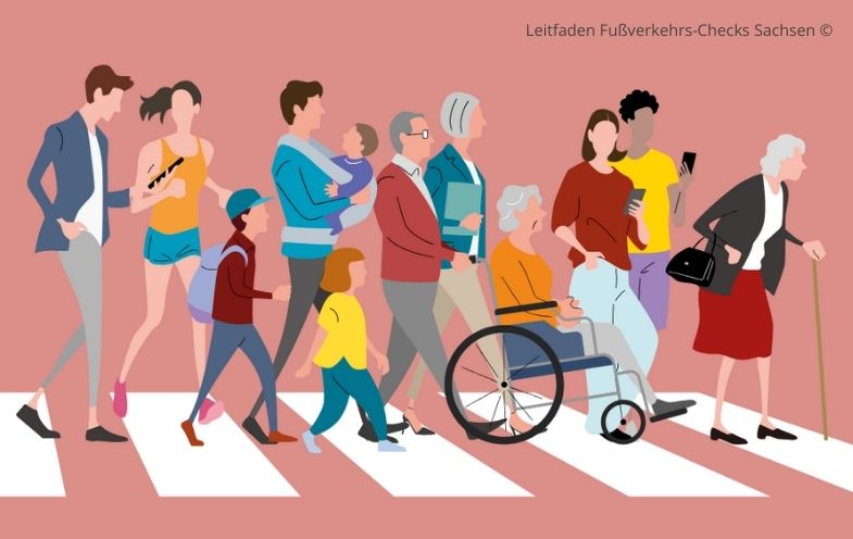 Fußverkehr: Menschen gehen über ein Zebrastreifen