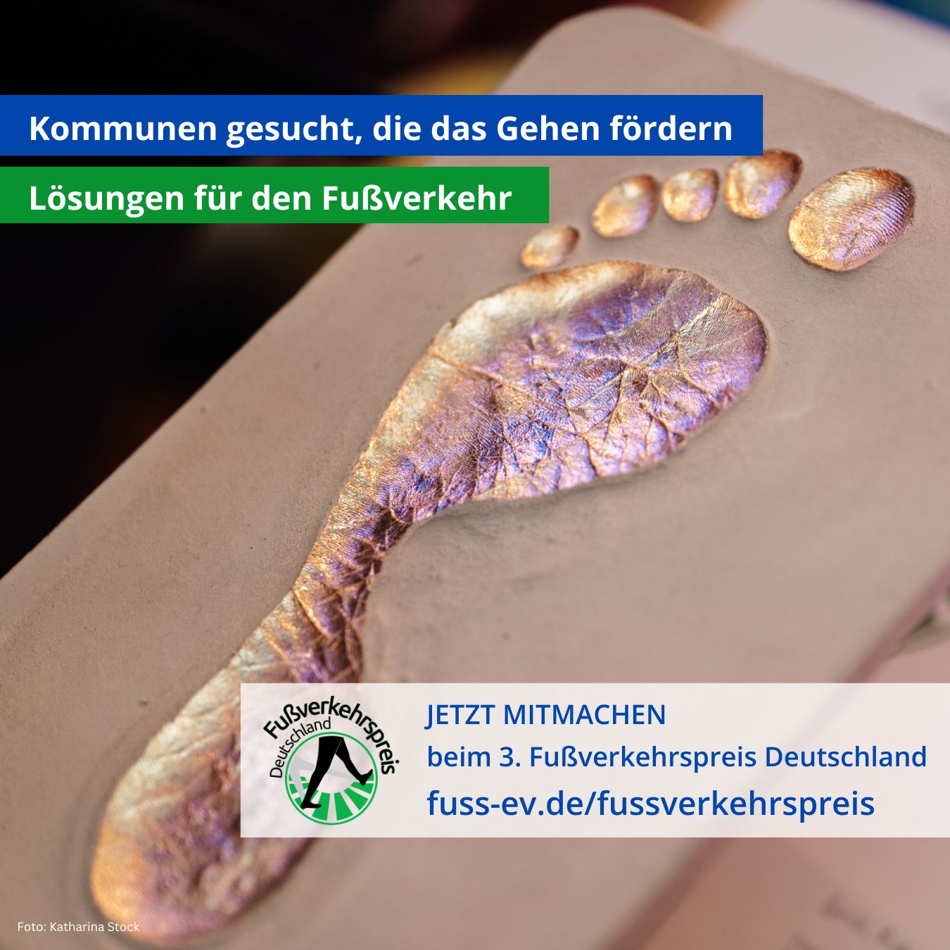 Kommunen gesucht, die das Gehen fördern. Lösungen für den Fußverkehr. Jetzt mitmachen.